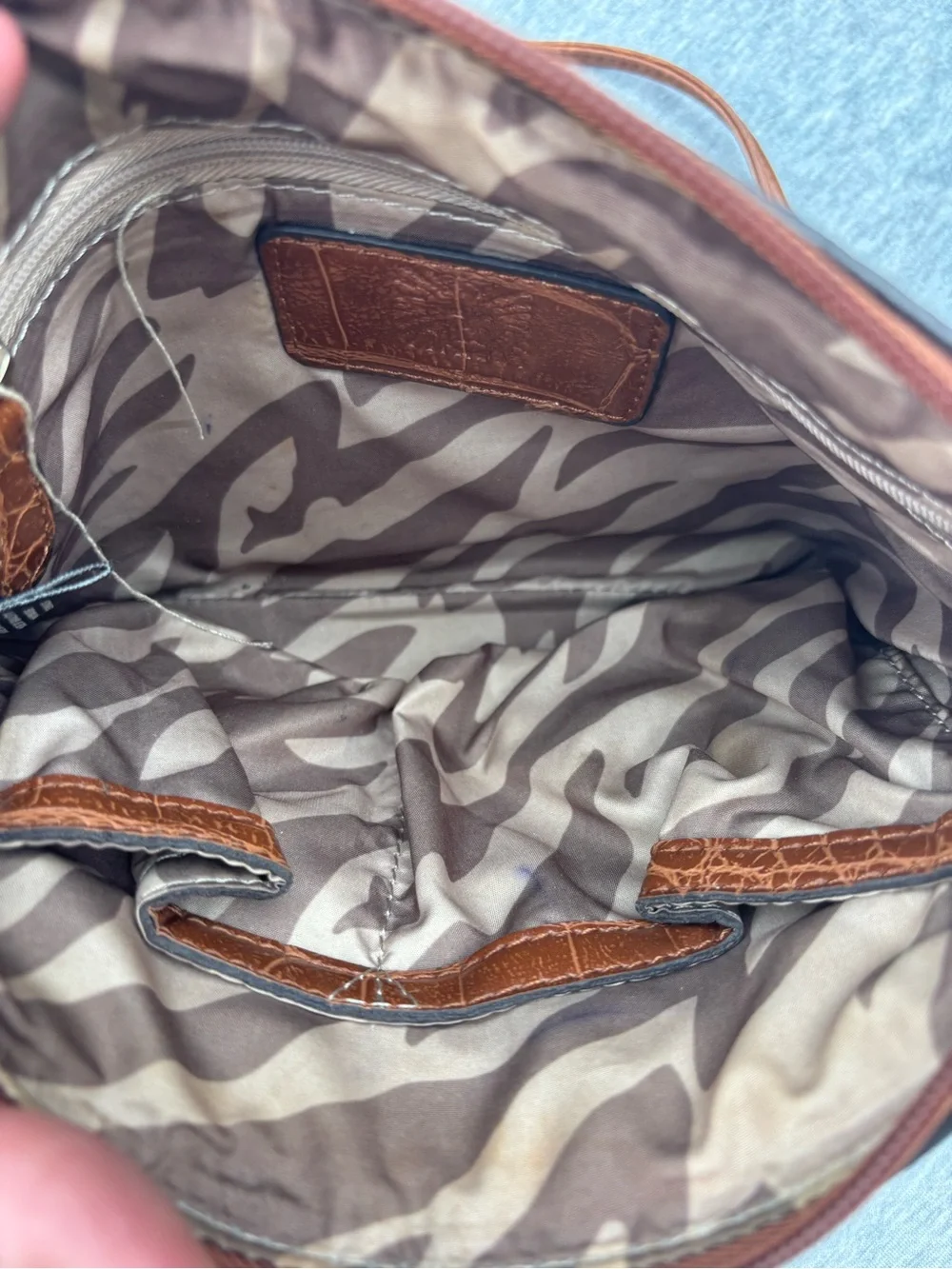 Anne Klein Croc-Embossed Tan/Brown Crossbody Bag